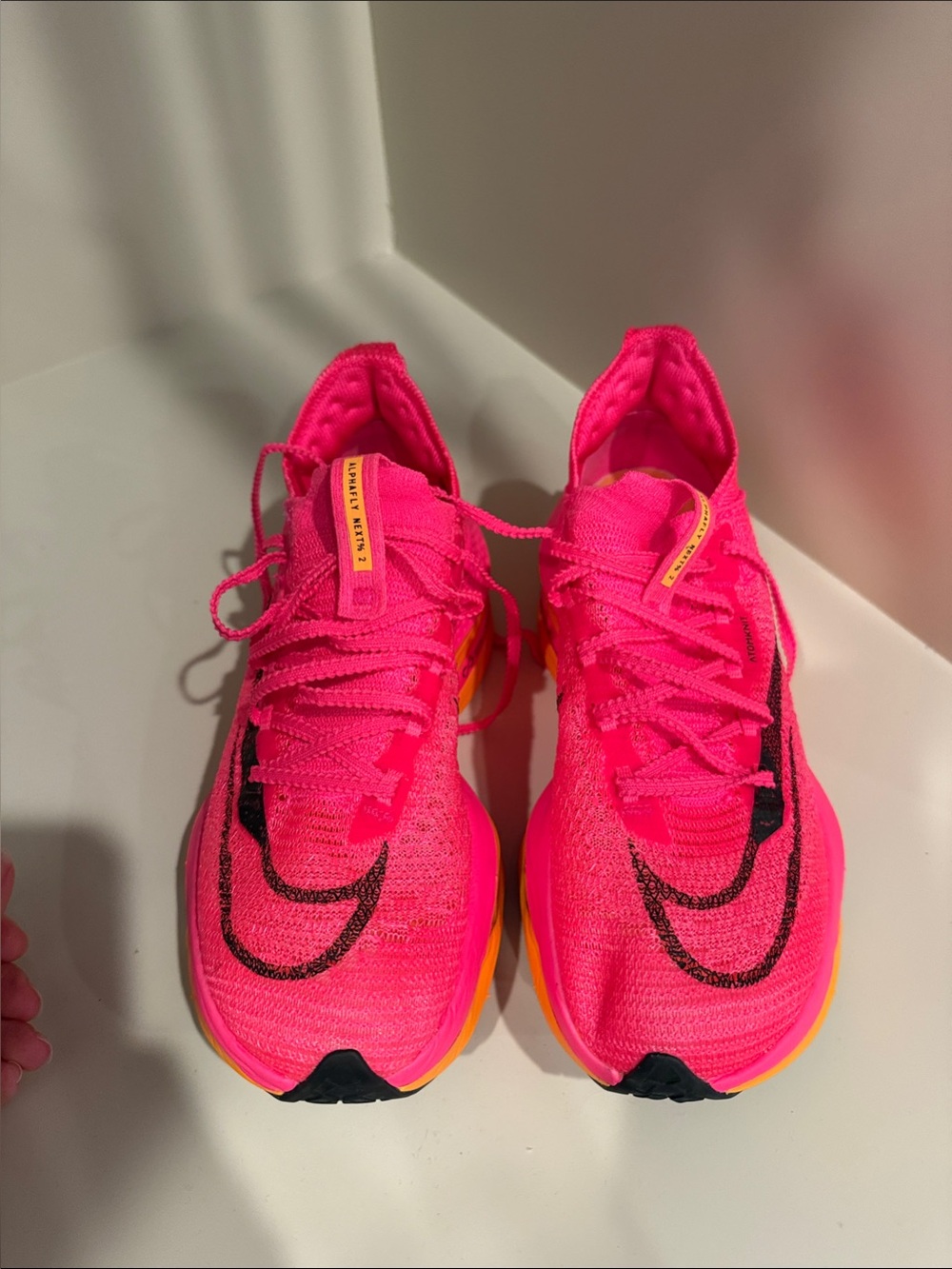 Nike Women's Neon Pink & Black Running Shoes with Yellow Accent